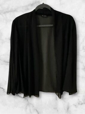 MSK black sheer long sleeve open front cover up top size X-Large